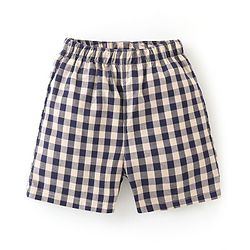 Babyhug Cotton Knit Boxer Checks & Space Print Pack of 3 - Beige Red & Blue
