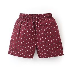 Babyhug Cotton Knit Boxer Checks & Space Print Pack of 3 - Beige Red & Blue