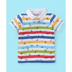 Babyhug Cotton Knit Half Sleeves T-Shirt Striped Print- Multicolour