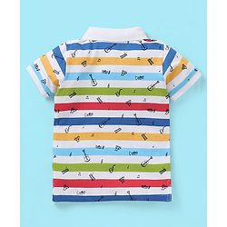 Babyhug Cotton Knit Half Sleeves T-Shirt Striped Print- Multicolour