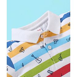Babyhug Cotton Knit Half Sleeves T-Shirt Striped Print- Multicolour