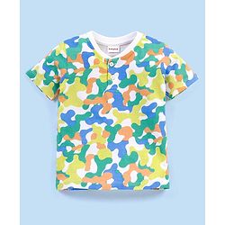 Babyhug Cotton Half Sleeves T-Shirt with Camo Print - Green