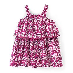 Babyhug Singlet Sleeves Rayon Woven Floral Printed Frock with Headband - Maroon