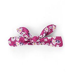 Babyhug Singlet Sleeves Rayon Woven Floral Printed Frock with Headband - Maroon