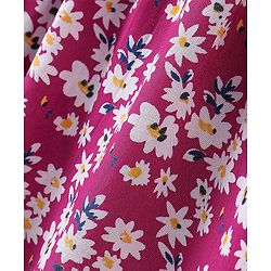 Babyhug Singlet Sleeves Rayon Woven Floral Printed Frock with Headband - Maroon