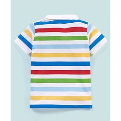 Babyhug Cotton Half Sleeves Polo T-Shirt Striped - Red