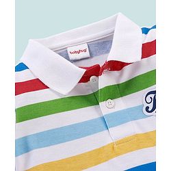 Babyhug Cotton Half Sleeves Polo T-Shirt Striped - Red