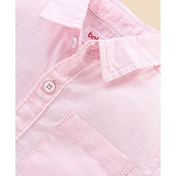 Babyhug Cotton Linen Half Sleeves Solid Colour Shirt - Light Pink
