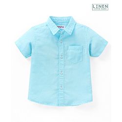 Babyhug Cotton Linen Half Sleeves Solid Colour Shirt - Light Pink
