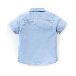 Babyhug 100% Cotton Half Sleeves Solid Shirt With Dino Badge- Blue
