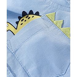 Babyhug 100% Cotton Half Sleeves Solid Shirt With Dino Badge- Blue