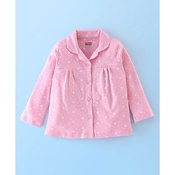 Babyhug Cotton Knit Full Sleeves Night Suit Star Print - Pink