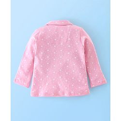Babyhug Cotton Knit Full Sleeves Night Suit Star Print - Pink