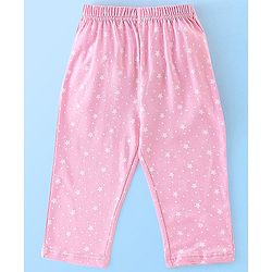 Babyhug Cotton Knit Full Sleeves Night Suit Star Print - Pink