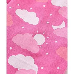 Babyhug Cotton Knit Short Sleeves Clouds Printed Night Suit - Pink