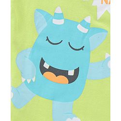 Baabyhug Cotton Knit Half Sleeves Night Suit Monster Print - Green & Multicolor