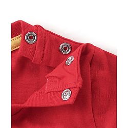 Babyhug Cotton Half Sleeves T-Shirt Hippo & Giraffe Print- Red