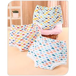 Babyhug 100% Cotton Padded Underwear Diapers Pack of 3 Size 0 Cloud Print - Multicolour