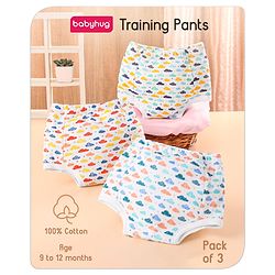Babyhug 100% Cotton Padded Underwear Diapers Pack of 3 Size 0 Cloud Print - Multicolour