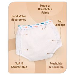 Babyhug 100% Cotton Padded Underwear Diapers Pack of 3 Size 0 Cloud Print - Multicolour