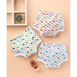 Babyhug 100% Cotton Padded Underwear Diapers Pack of 3 Size 0 Cloud Print - Multicolour