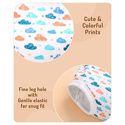 Babyhug 100% Cotton Padded Underwear Diapers Pack of 3 Size 0 Cloud Print - Multicolour