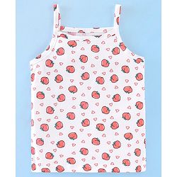 Babyhug 100% Cotton Singlet Slips Heart Print Pack of 3 - Red White & Peach