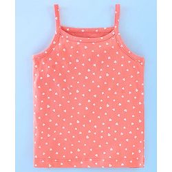 Babyhug 100% Cotton Singlet Slips Heart Print Pack of 3 - Red White & Peach