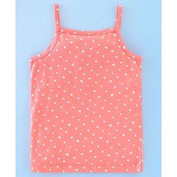 Babyhug 100% Cotton Singlet Slips Heart Print Pack of 3 - Red White & Peach