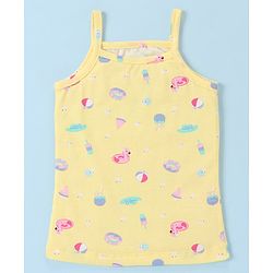 Babyhug 100% Cotton Knit Slip Flamingo & Floral Print Pack Of 3 - Blue Pink & Yellow