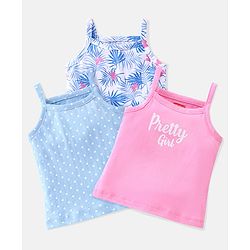 Babyhug 100% Cotton Singlet Slips Butterfly Print Pack of 3 - Blue & Purple