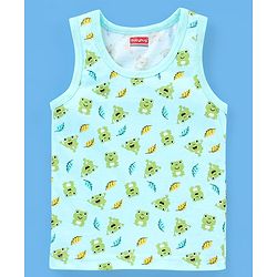 Babyhug 100% Cotton Knit Sleeveless Striped Sando Frog Print Pack of 3 - Yellow & Green