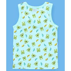 Babyhug 100% Cotton Knit Sleeveless Striped Sando Frog Print Pack of 3 - Yellow & Green