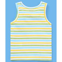 Babyhug 100% Cotton Knit Sleeveless Striped Sando Frog Print Pack of 3 - Yellow & Green