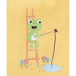 Babyhug 100% Cotton Knit Sleeveless Striped Sando Frog Print Pack of 3 - Yellow & Green