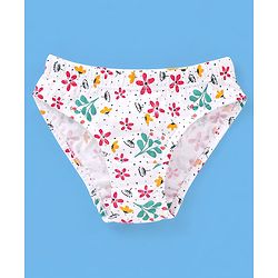 Babyhug 100% Cotton Floral Printed Panties Pack Of 3 - Blue Pink & White