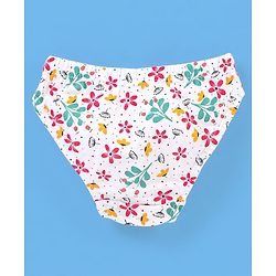 Babyhug 100% Cotton Floral Printed Panties Pack Of 3 - Blue Pink & White