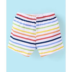 Babyhug 100% Cotton Car Printed Trunk Pack of 3 - White & Blue