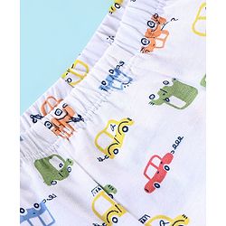 Babyhug 100% Cotton Car Printed Trunk Pack of 3 - White & Blue