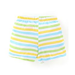 Babyhug 100% Cotton Knit Trunks Frog & Striped Print Pack of 3 - Blue & Yellow