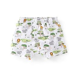 Babyhug 100% Cotton Animal Printed Trunk Pack of 3 - White Blue & Green