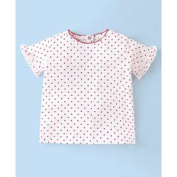 Babyhug 100% Cotton Knit Dungaree and Half Sleeves Top Set Bunny Print - Pink