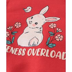Babyhug 100% Cotton Knit Dungaree and Half Sleeves Top Set Bunny Print - Pink