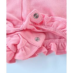 Babyhug 100% Cotton Knit Dungaree with Half Sleeves Striped Tee Strawberry Applique - Pink