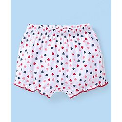 Babyhug Cotton Knit Bloomers Heart Print Pack of 3 - Blue White & Maroon