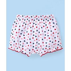 Babyhug Cotton Knit Bloomers Heart Print Pack of 3 - Blue White & Maroon