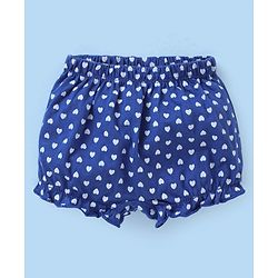 Babyhug Cotton Knit Bloomers Heart Print Pack of 3 - Blue White & Maroon