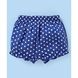 Babyhug Cotton Knit Bloomers Heart Print Pack of 3 - Blue White & Maroon