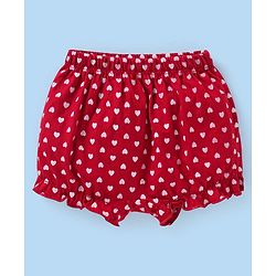 Babyhug Cotton Knit Bloomers Heart Print Pack of 3 - Blue White & Maroon