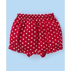 Babyhug Cotton Knit Bloomers Heart Print Pack of 3 - Blue White & Maroon